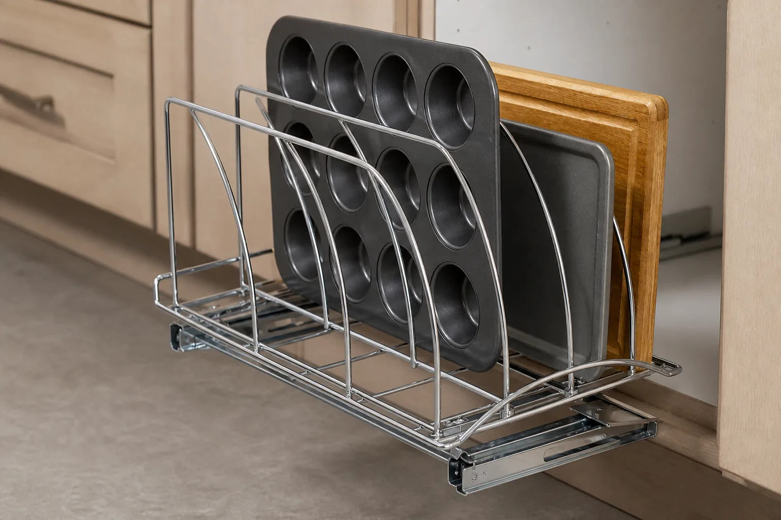 Bakeware separated by four arched wire gates