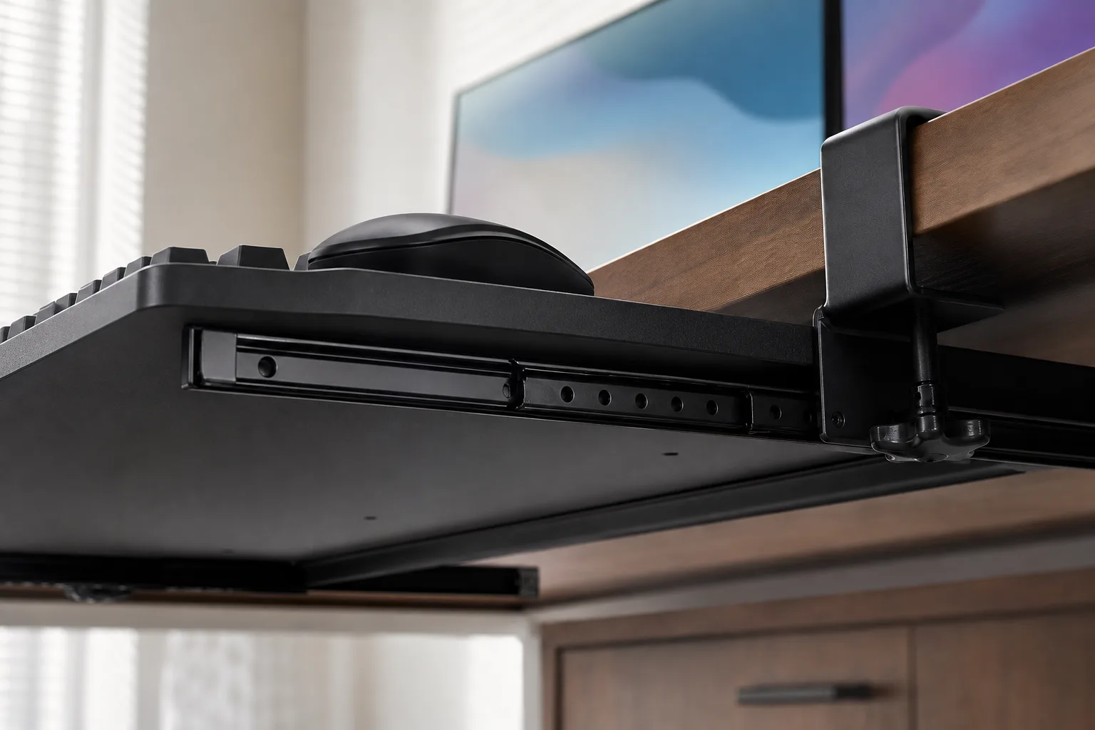 Close-up of the under-tray slide rail