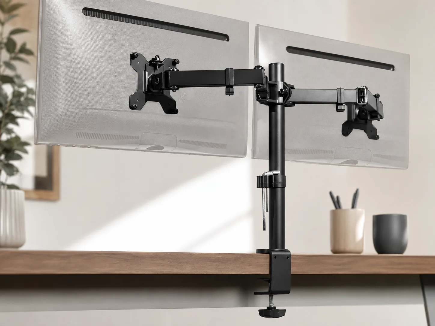 Alternate close view of dual arms on pole