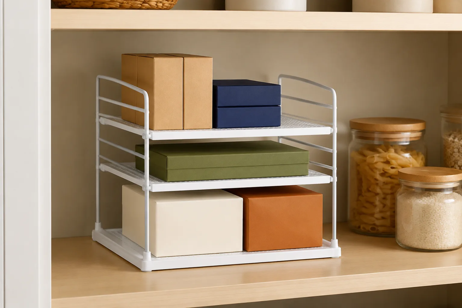 Compact organizer using vertical pantry space